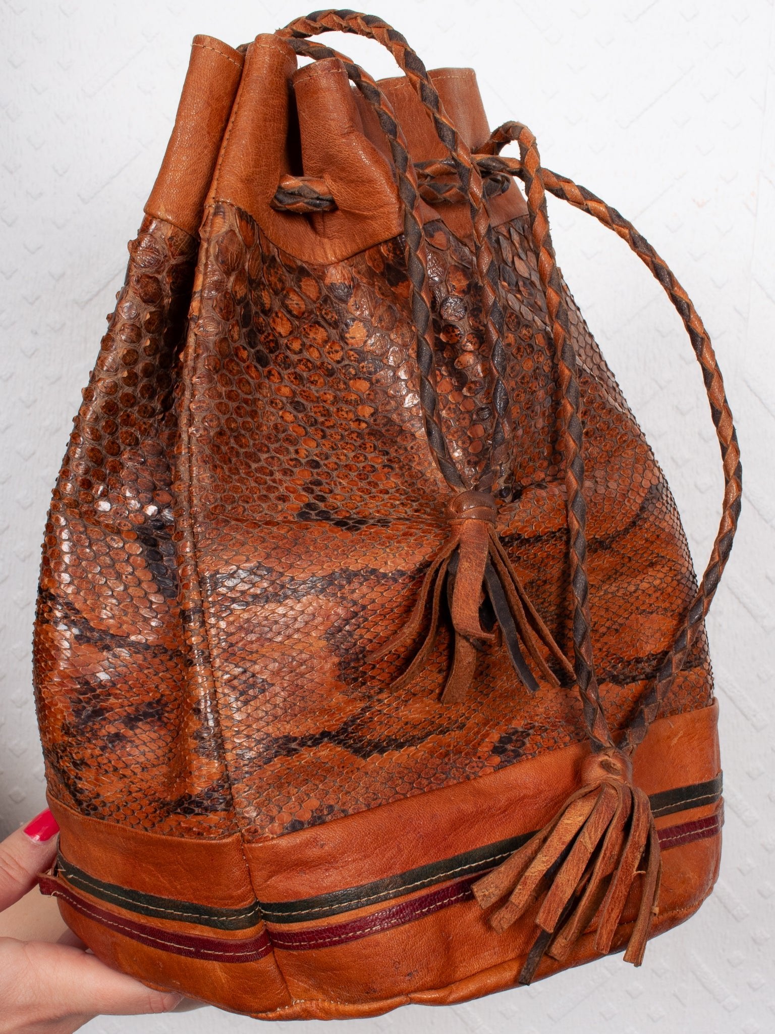 all 60s Snakeskin Leather Tote