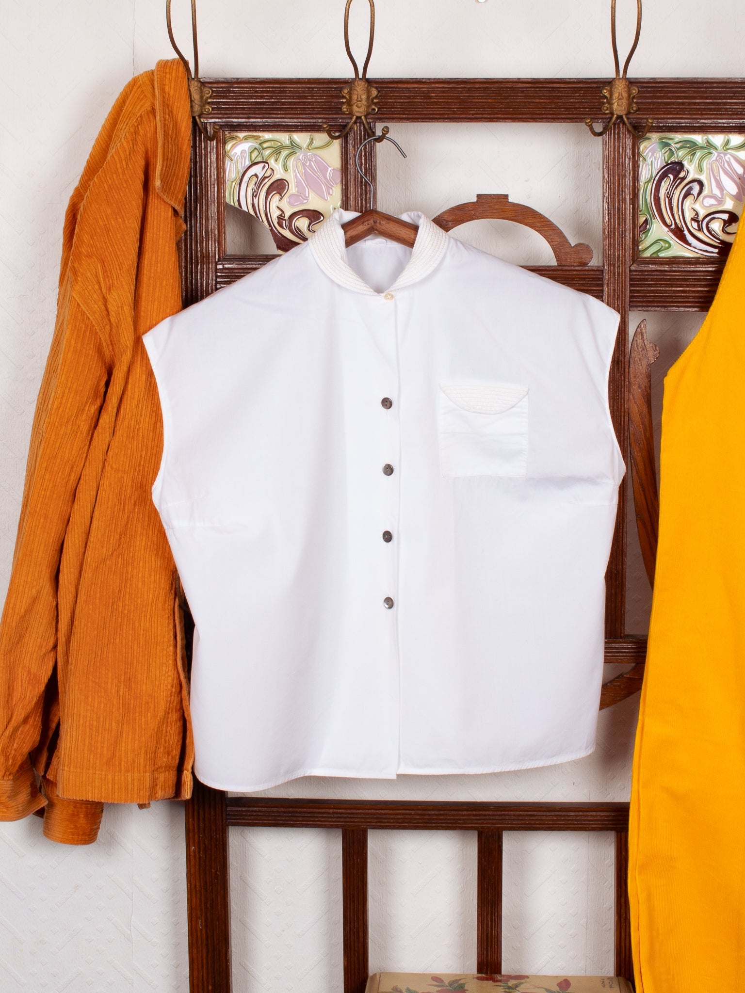 shirts & blouses 50s One Pocket Loop Collar Blouse - M