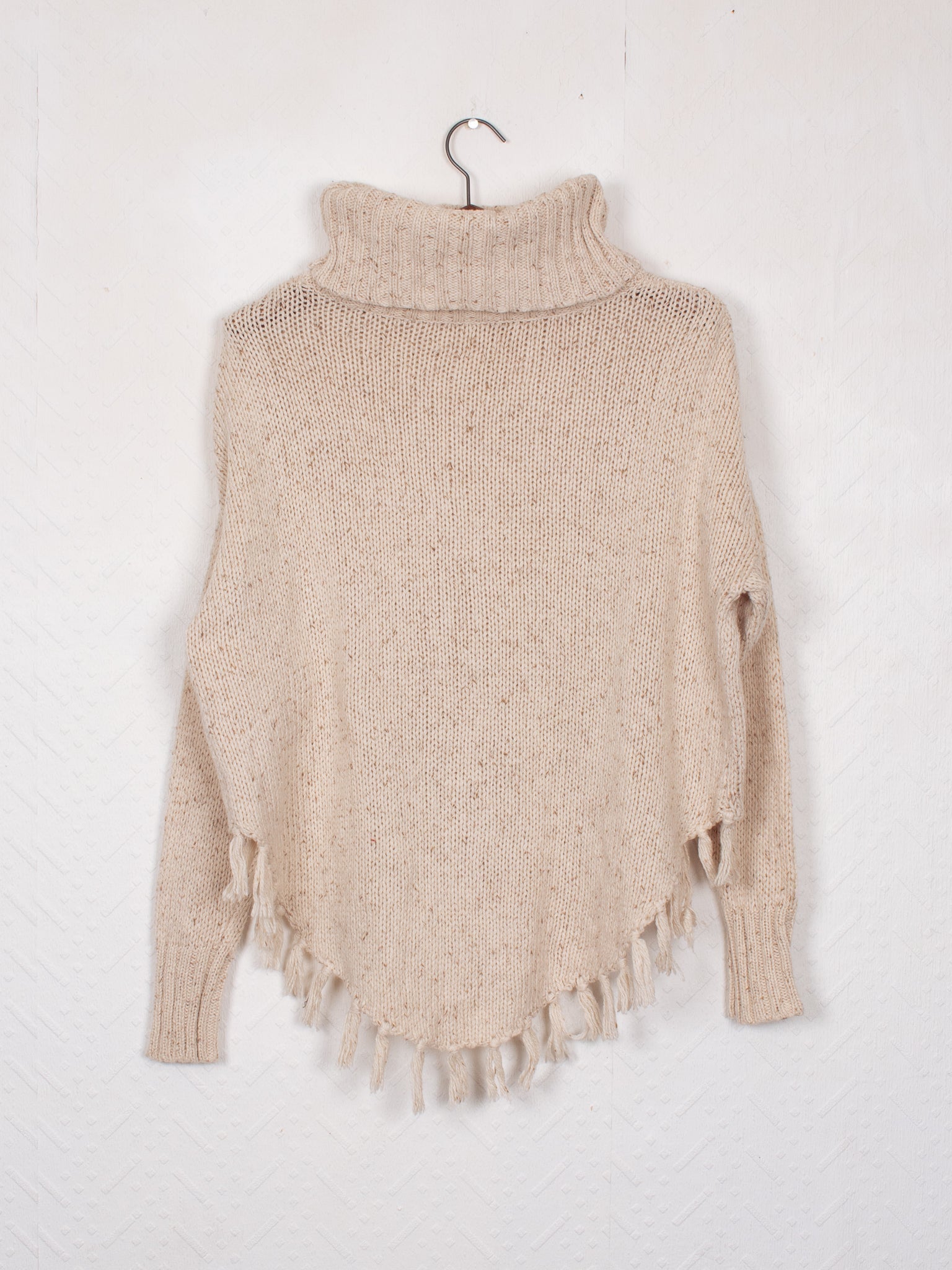 sweaters & knits 70s Hand-Knitted Turtle Neck Wool Jumper - M