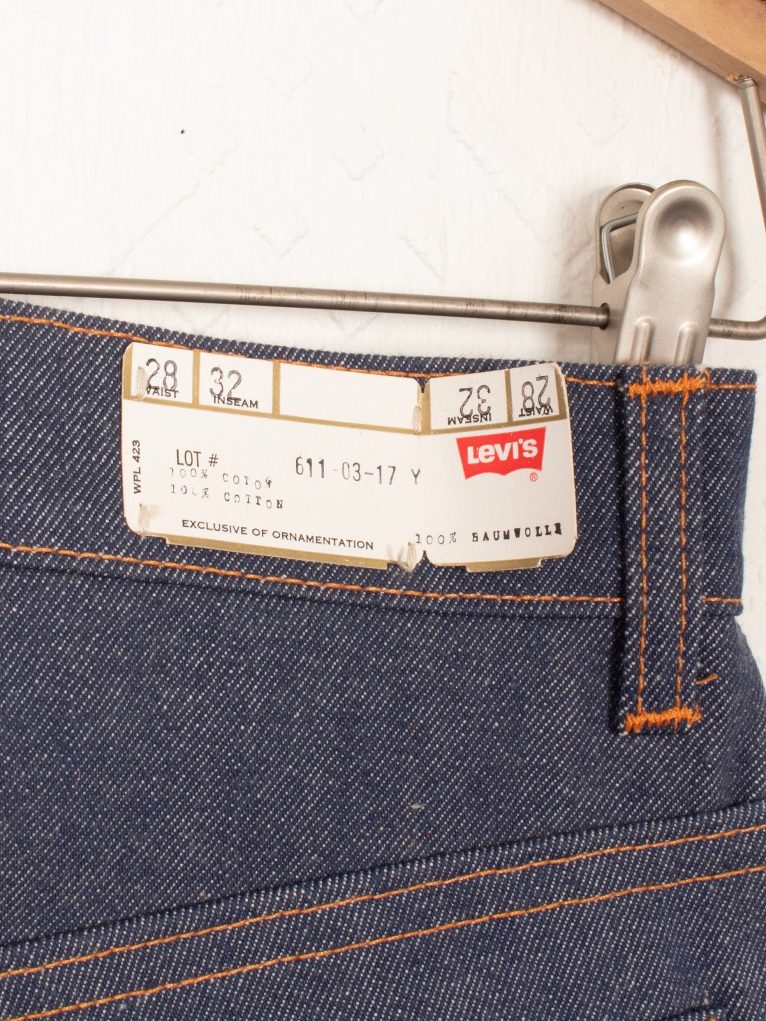 denim 60s - 70s Levi's Orange Tab 611 Rigid Denim Flares - W27