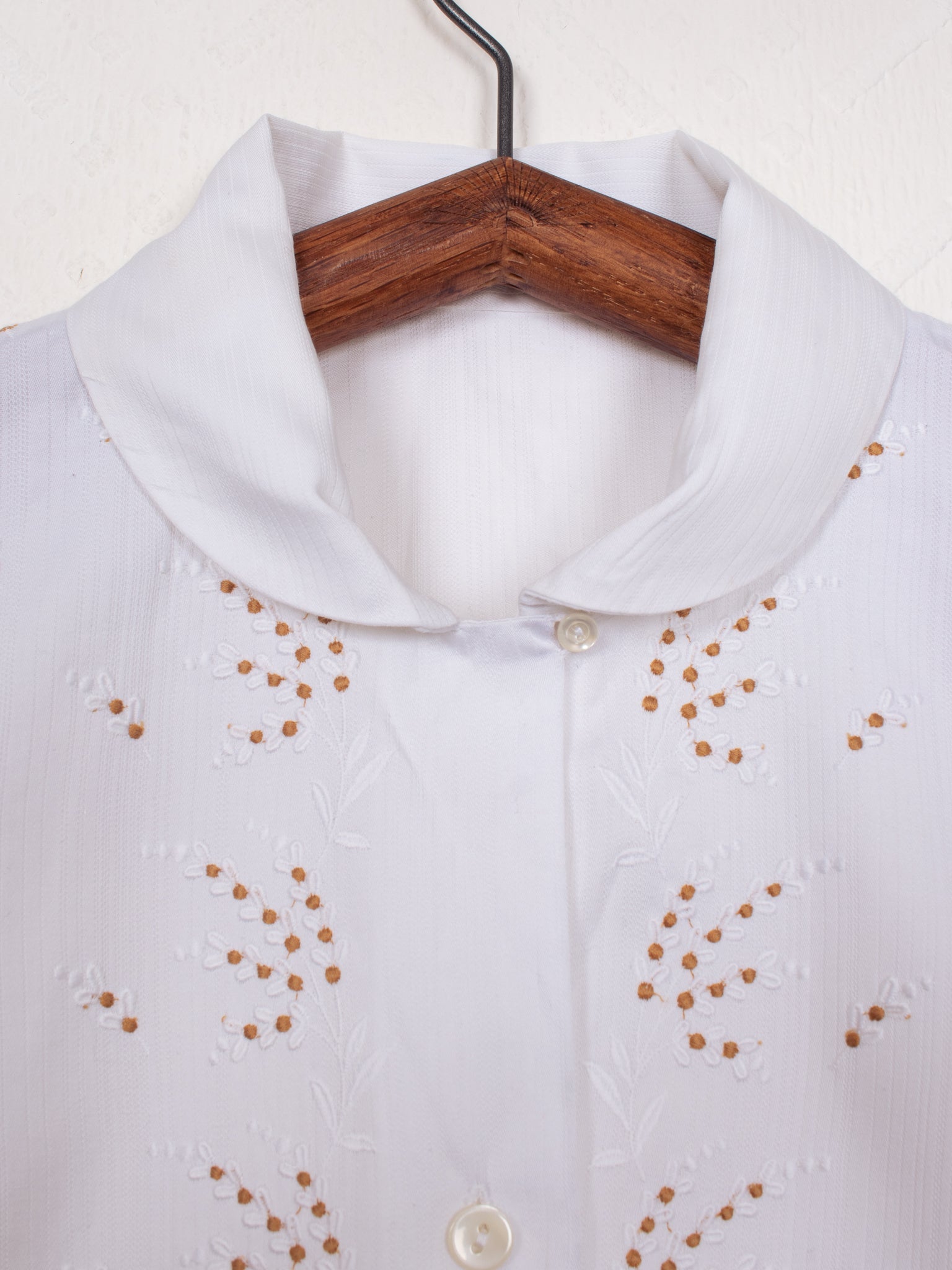 shirts & blouses 50s Embroidered Loop Collar Blouse - M