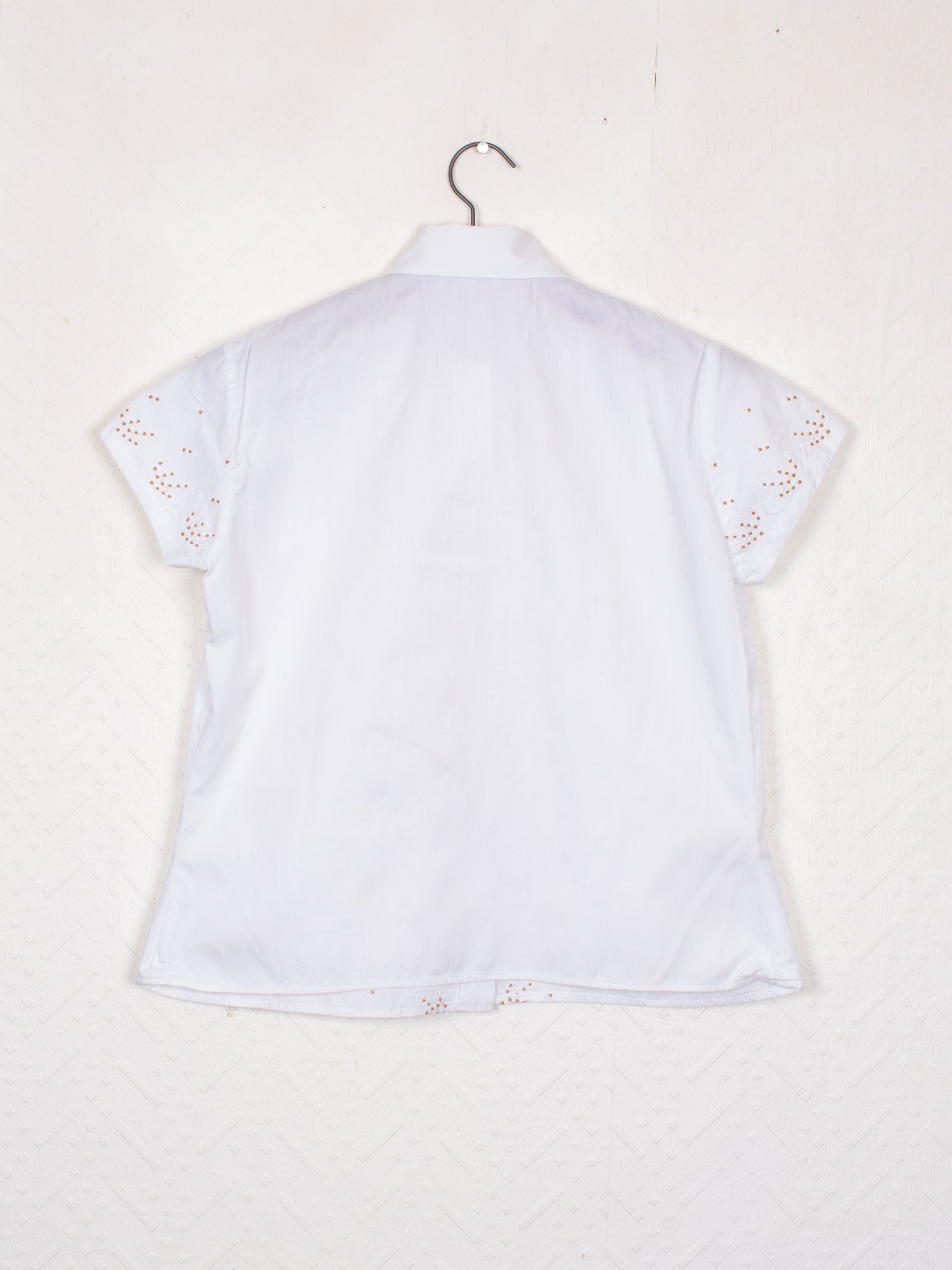 shirts & blouses 50s Embroidered Loop Collar Blouse - M