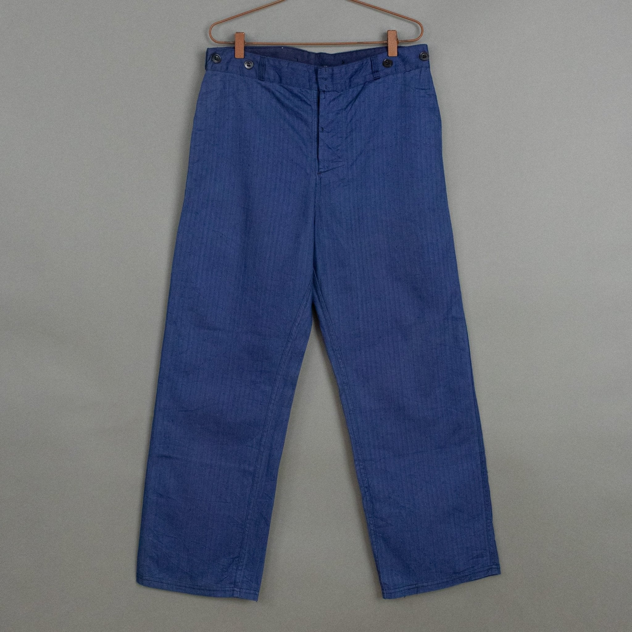 Vintage '60s Vintage German Herringbone Cotton Twill Work Trousers